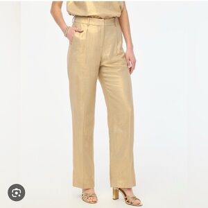 NWT J. Crew Gold-shimmer linen-blend wide-leg pant